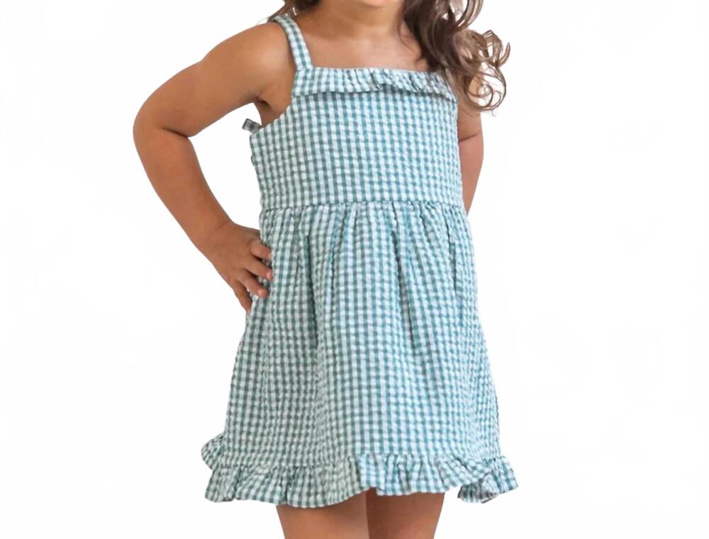 NEW COLORED ORGANICS girl's juliette seersucker tank dress in laguna gingham